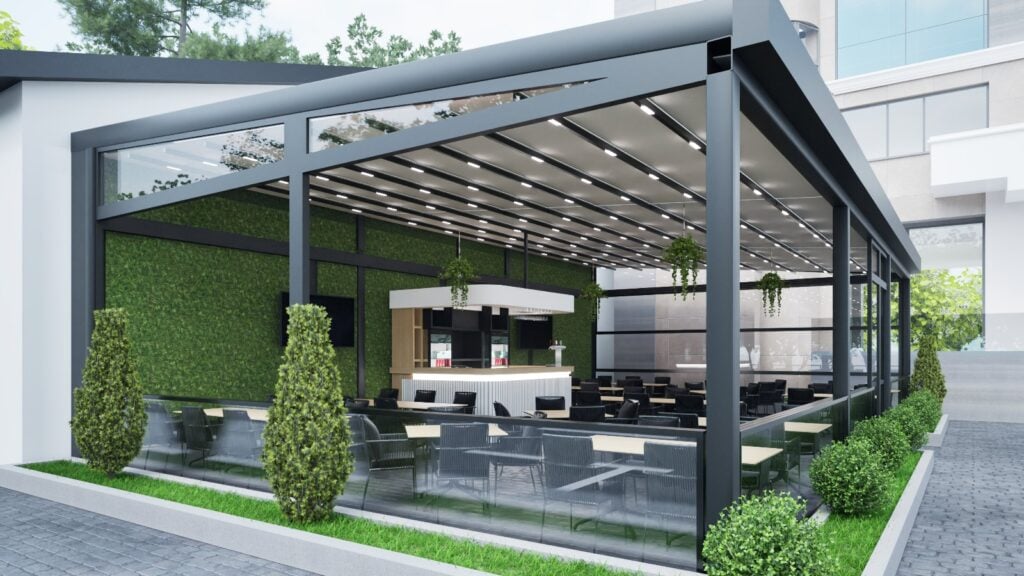 Pergola cu acoperis retractabil