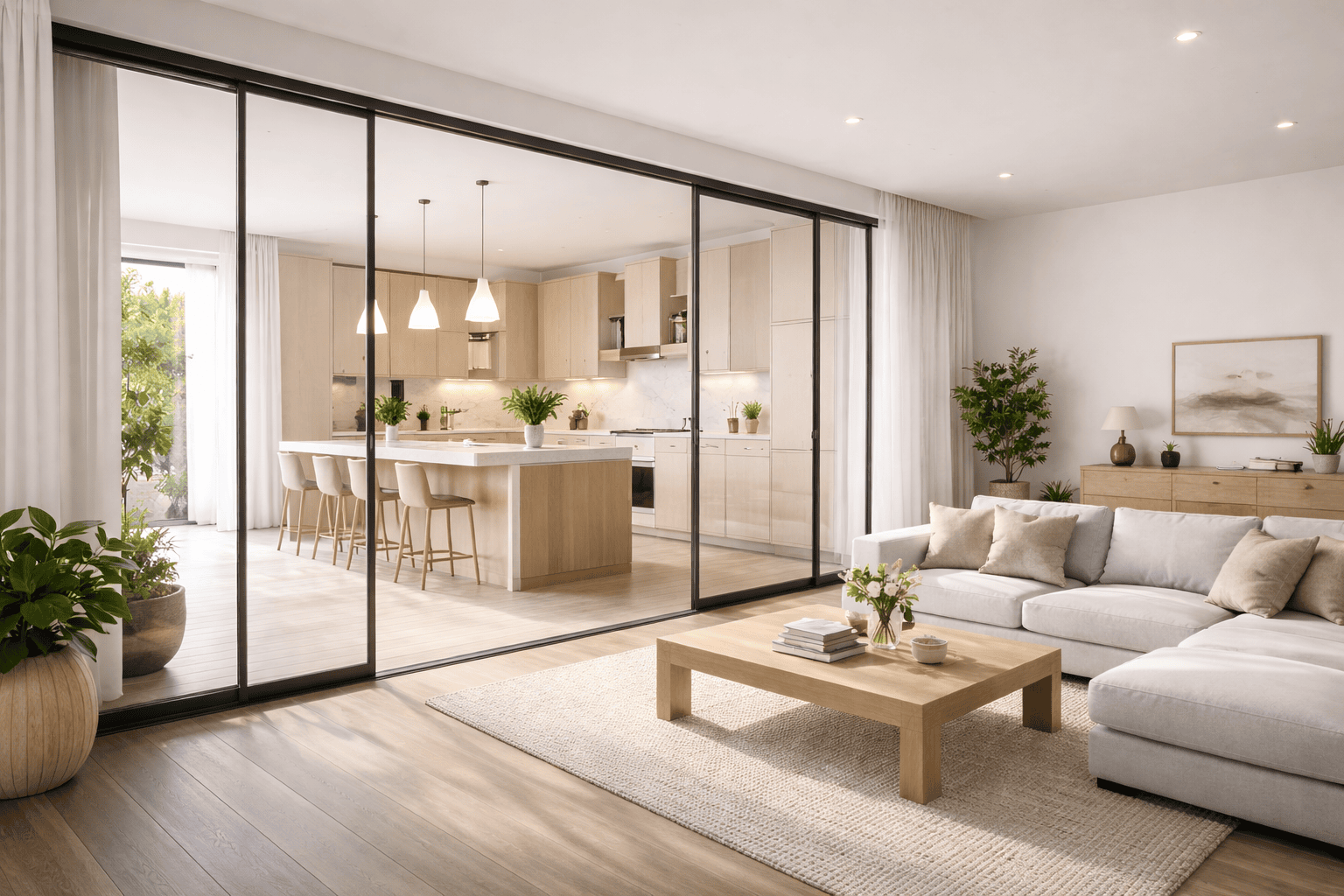 perete glisant sticla bucatarie